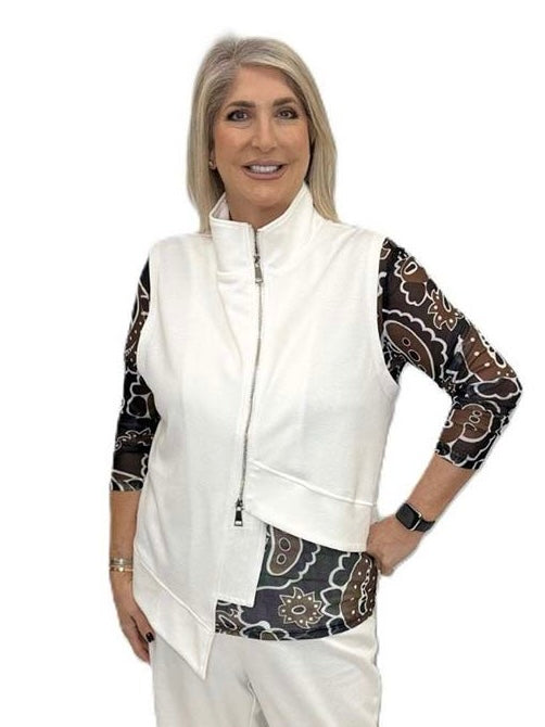 Malissa J Asymmetric Jersey Gilet - White