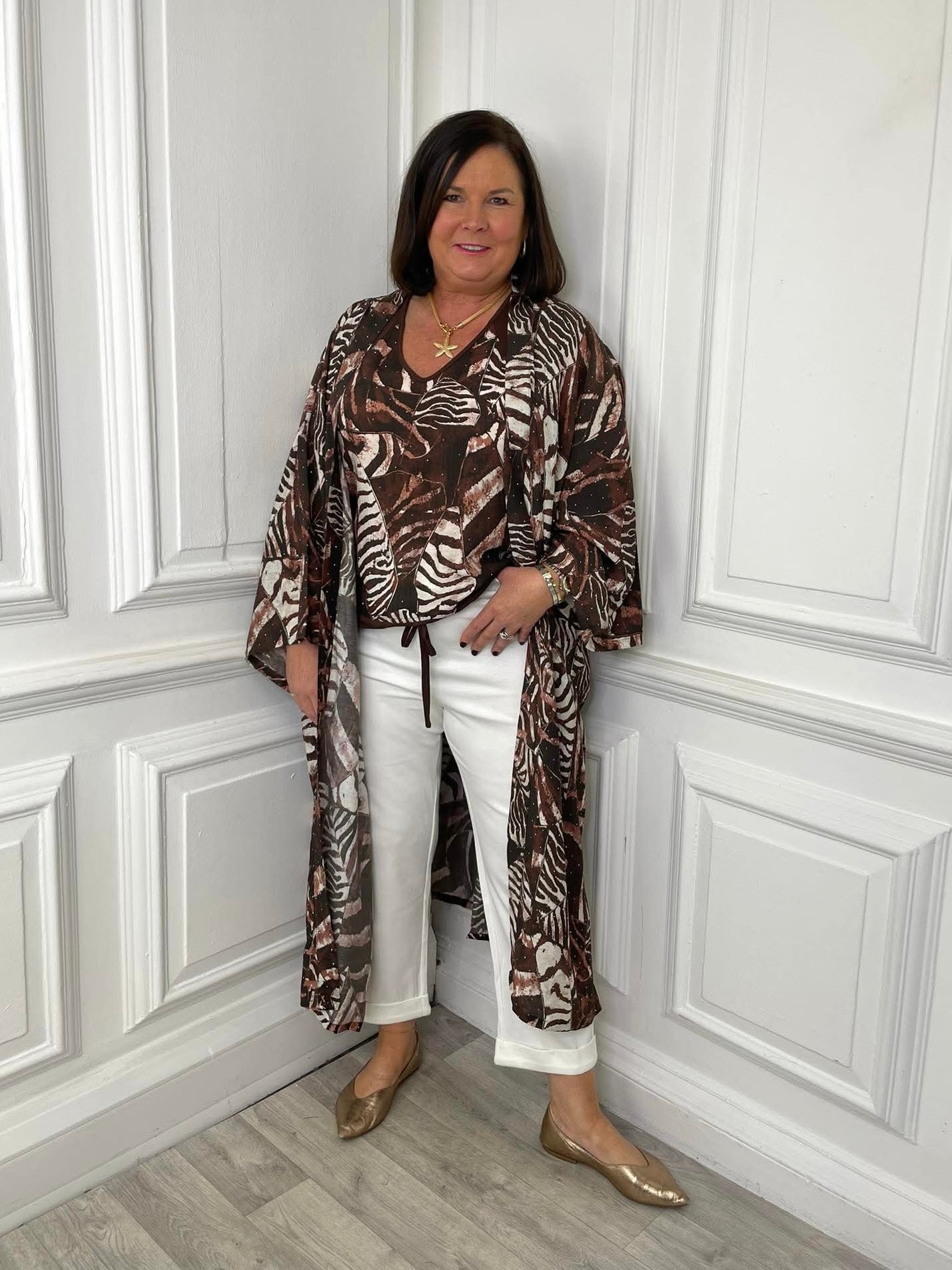 Malissa J Animal Print Long Kimono