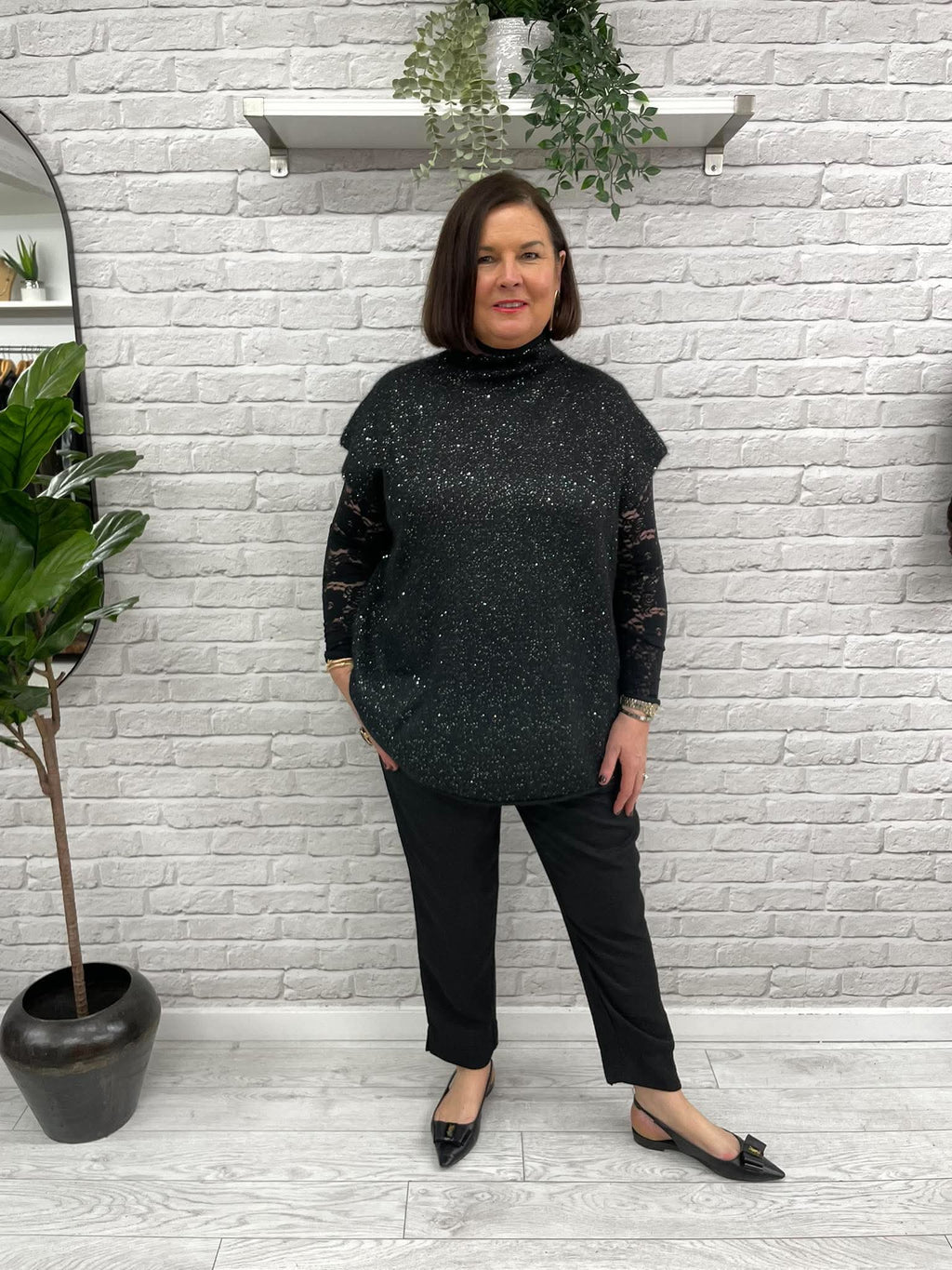 Malissa J Sequin Tank Knit - Black