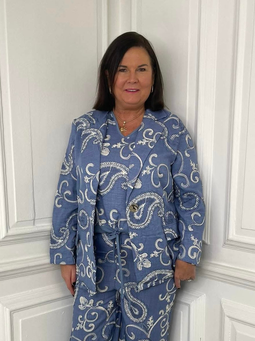 Malissa J Paisley Drawstring Vest - Blue