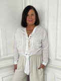 Linen Tie Up Shirt - White