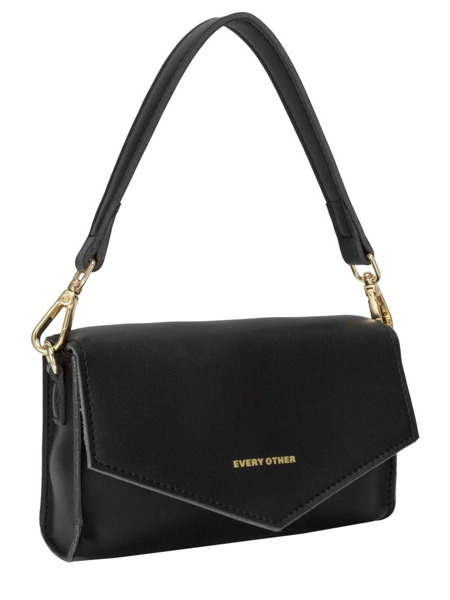 Mini Flapover Cross Body Bag - Black