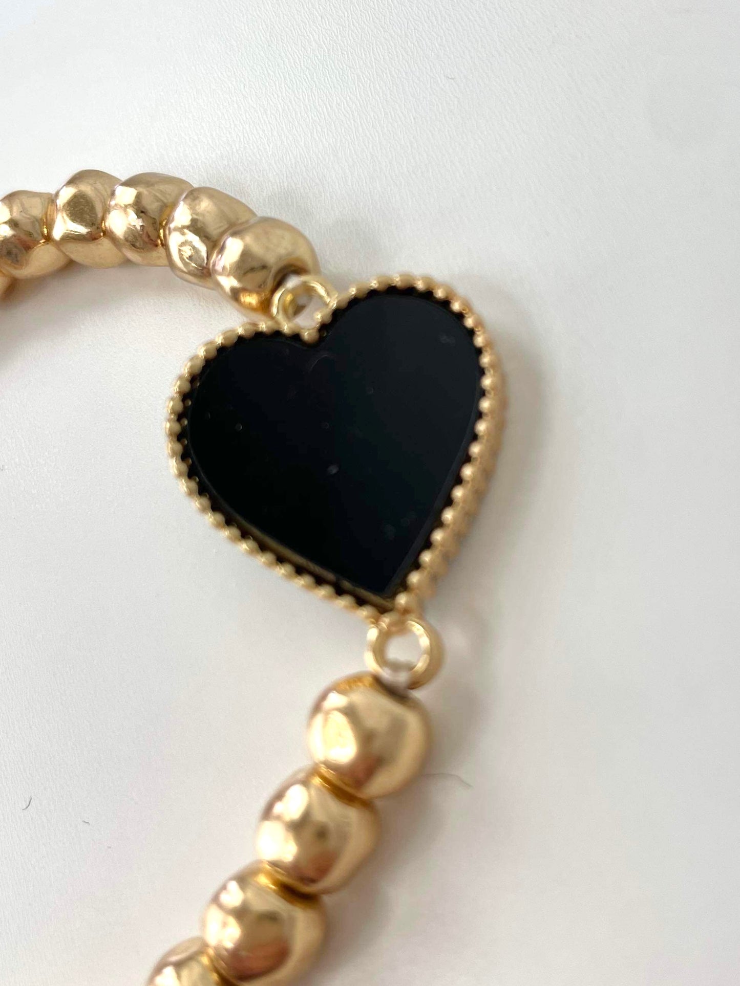 Envy Chunky Beaded Heart Bracelet - Gold