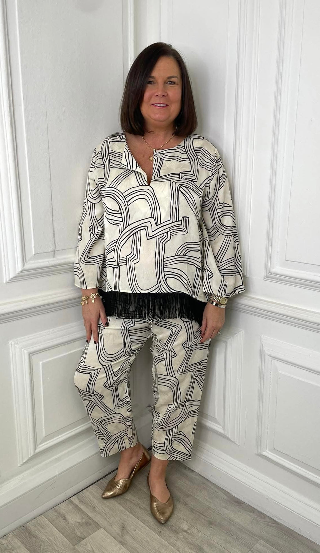 Malissa J Abstract Fisherman Trousers - Ecru