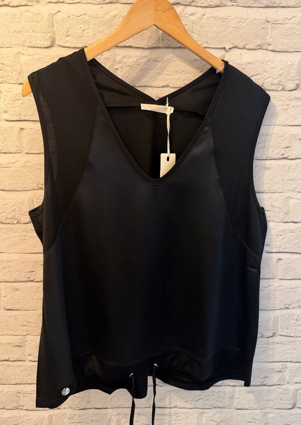 Malissa J Silk Feel Drawstring Vest - Black