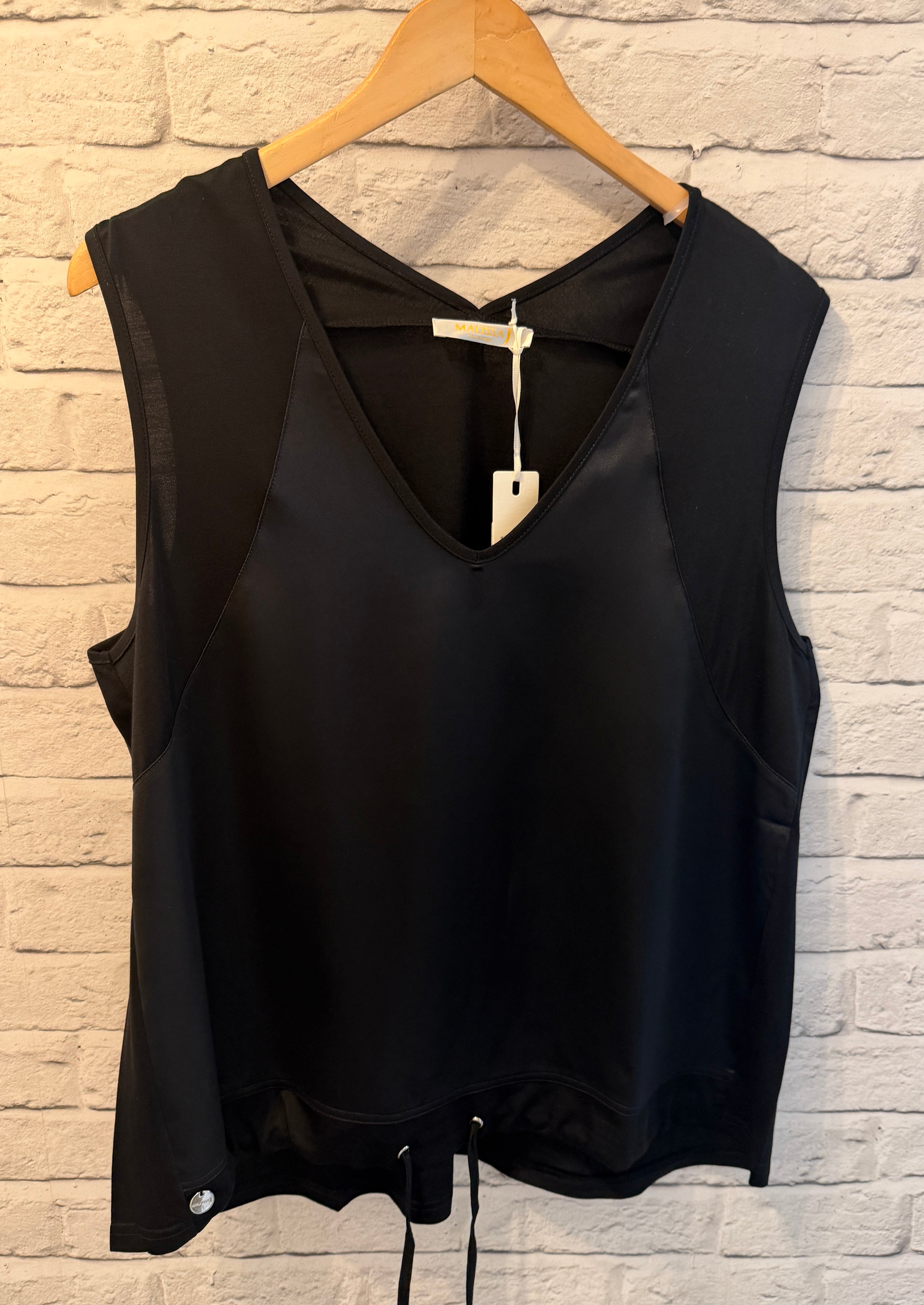 Malissa J Silk Feel Drawstring Vest - Black
