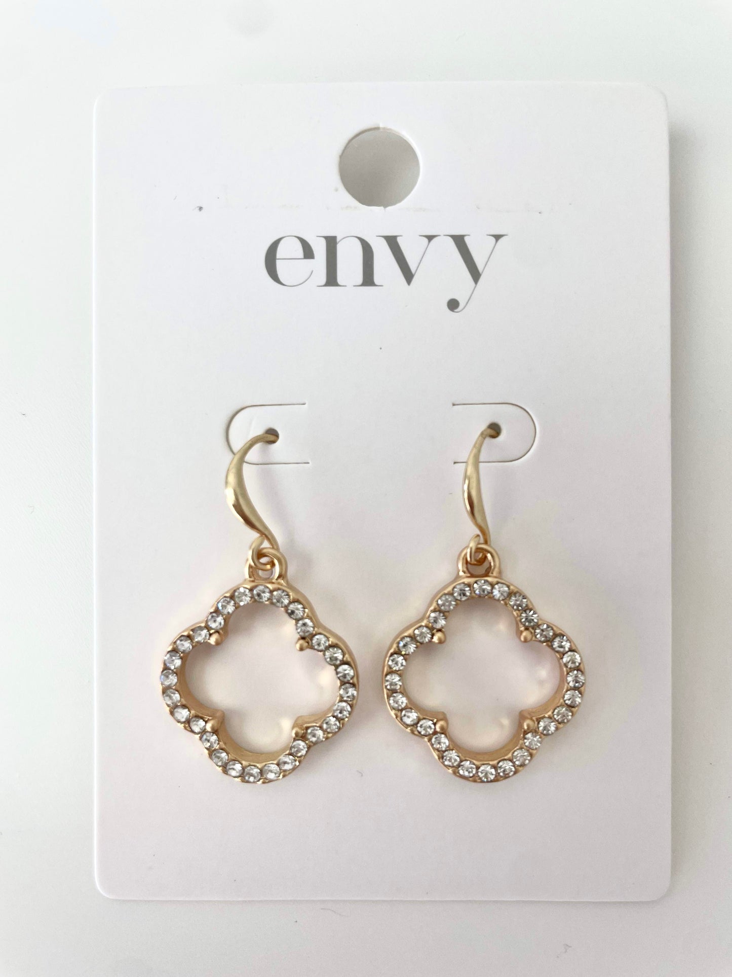 Envy Chunky Embellished Alhambra Drop Earrings - Gold
