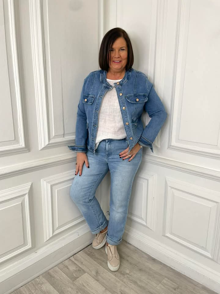 G-Smack Collarless Denim Jacket