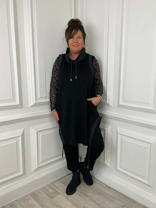 Malissa J Drawstring Sleeveless Tunic - Black