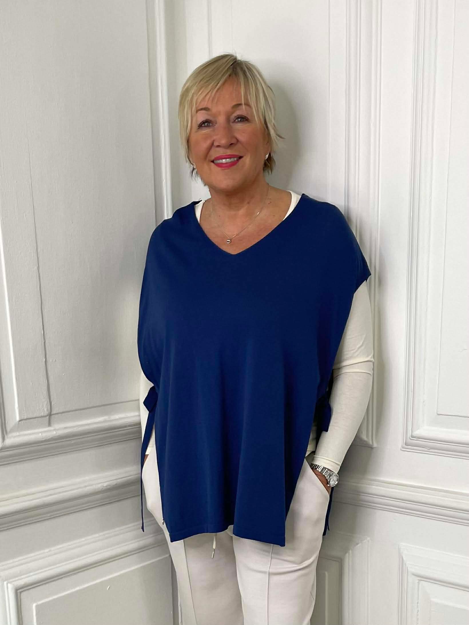 Malissa J Tie Side Tank Knit - Navy