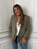 Mocha graduated stud blazer with relaxed fit, perfect for womens fashion and everyday wear in modern outfits. - Malissa J Graduated Stud Blazer - Mocha