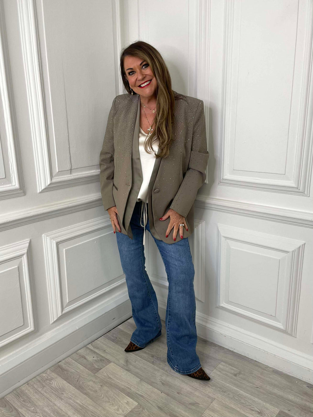 Malissa J Graduated Stud Blazer - Mocha