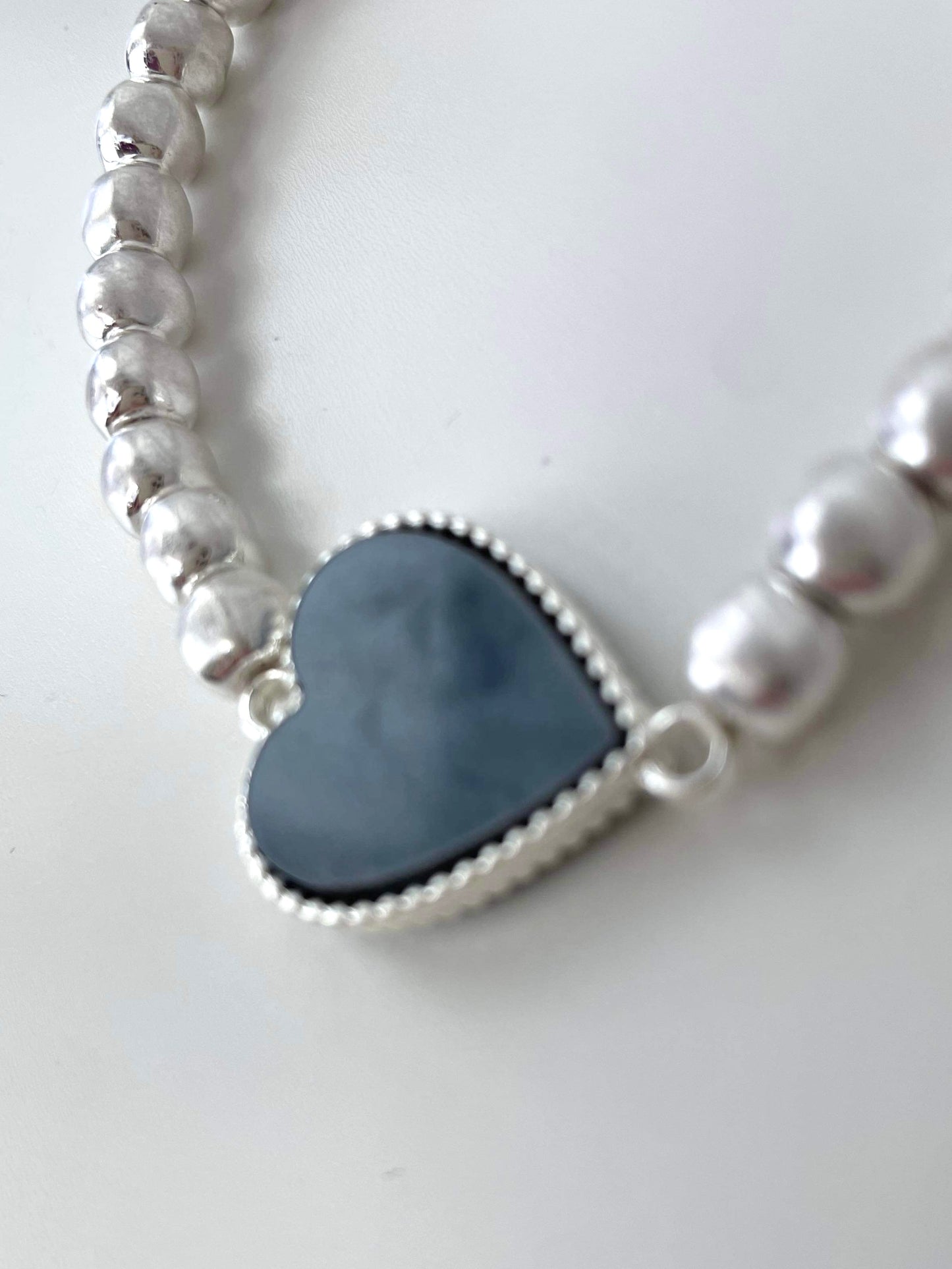 Envy Chunky Beaded Heart Bracelet - Silver