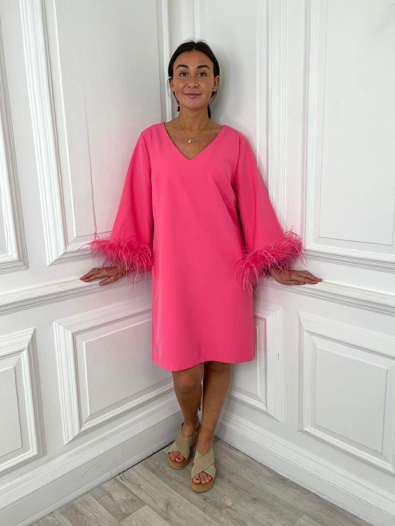 Malissa J Rio Feather Dress - Pink