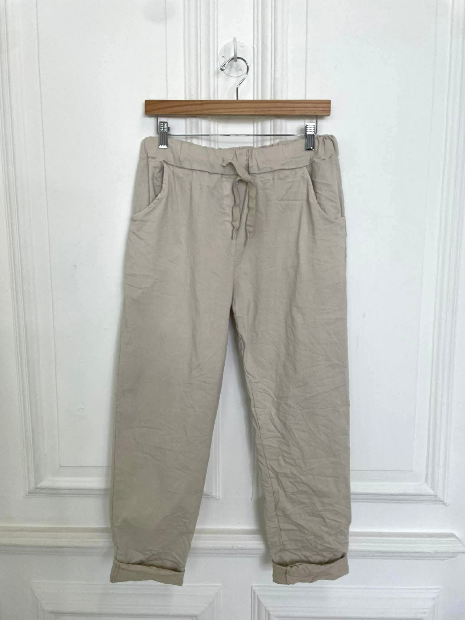 Stretchy Casual Trousers - Stone