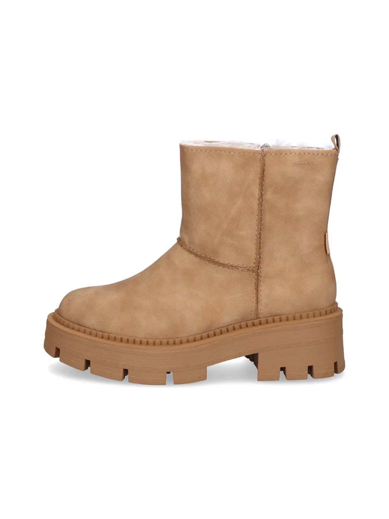 Tamaris Faux Suede Faux Fur Boot - Camel