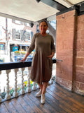 Malissa J Curved Waist Pocket Dress - Latte