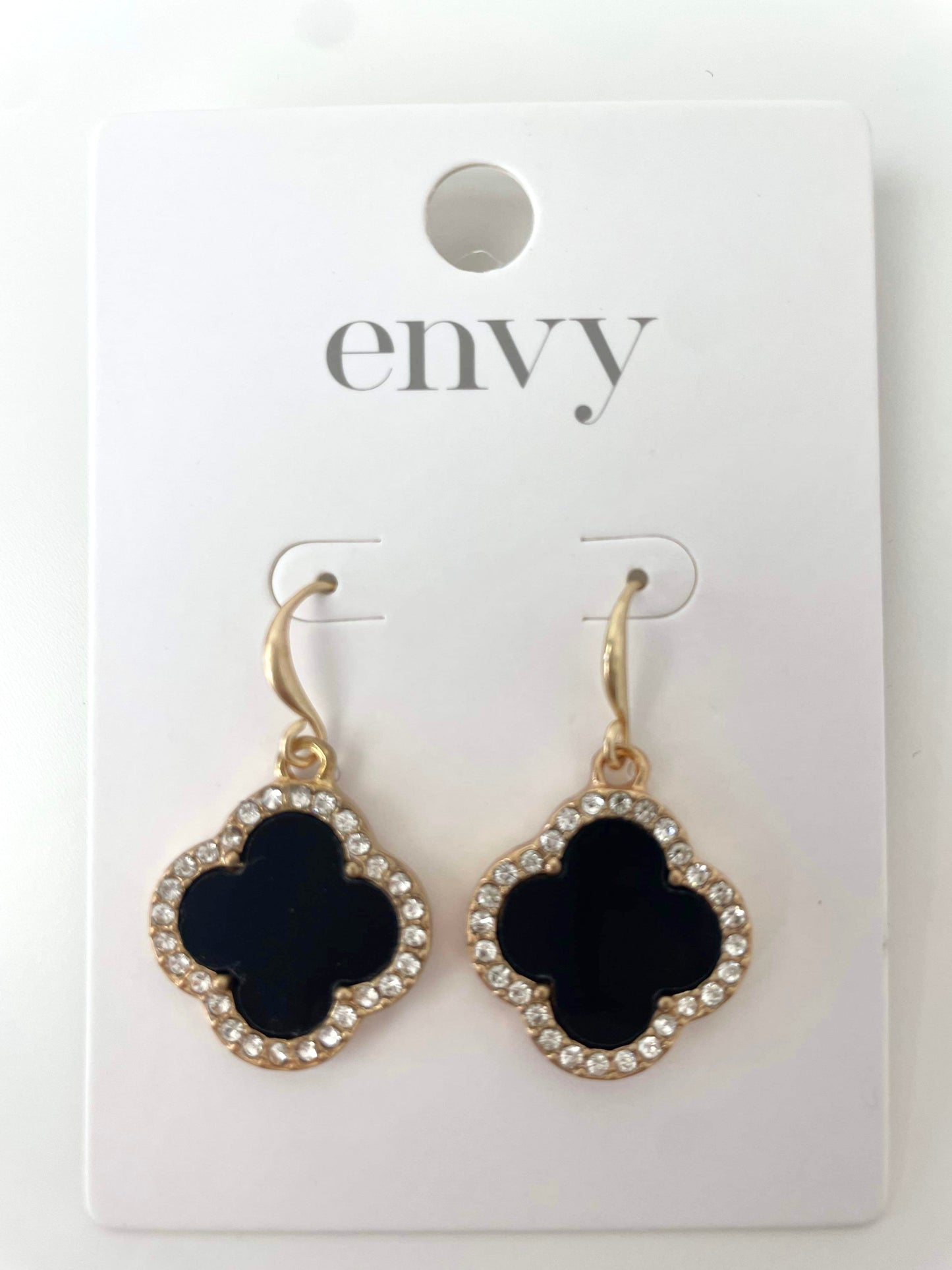 Envy Chunky Alhambra Embellished Drop Earrings - Gold & Black