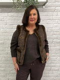 Malissa J Studded Faux Fur Gilet - Chocolate