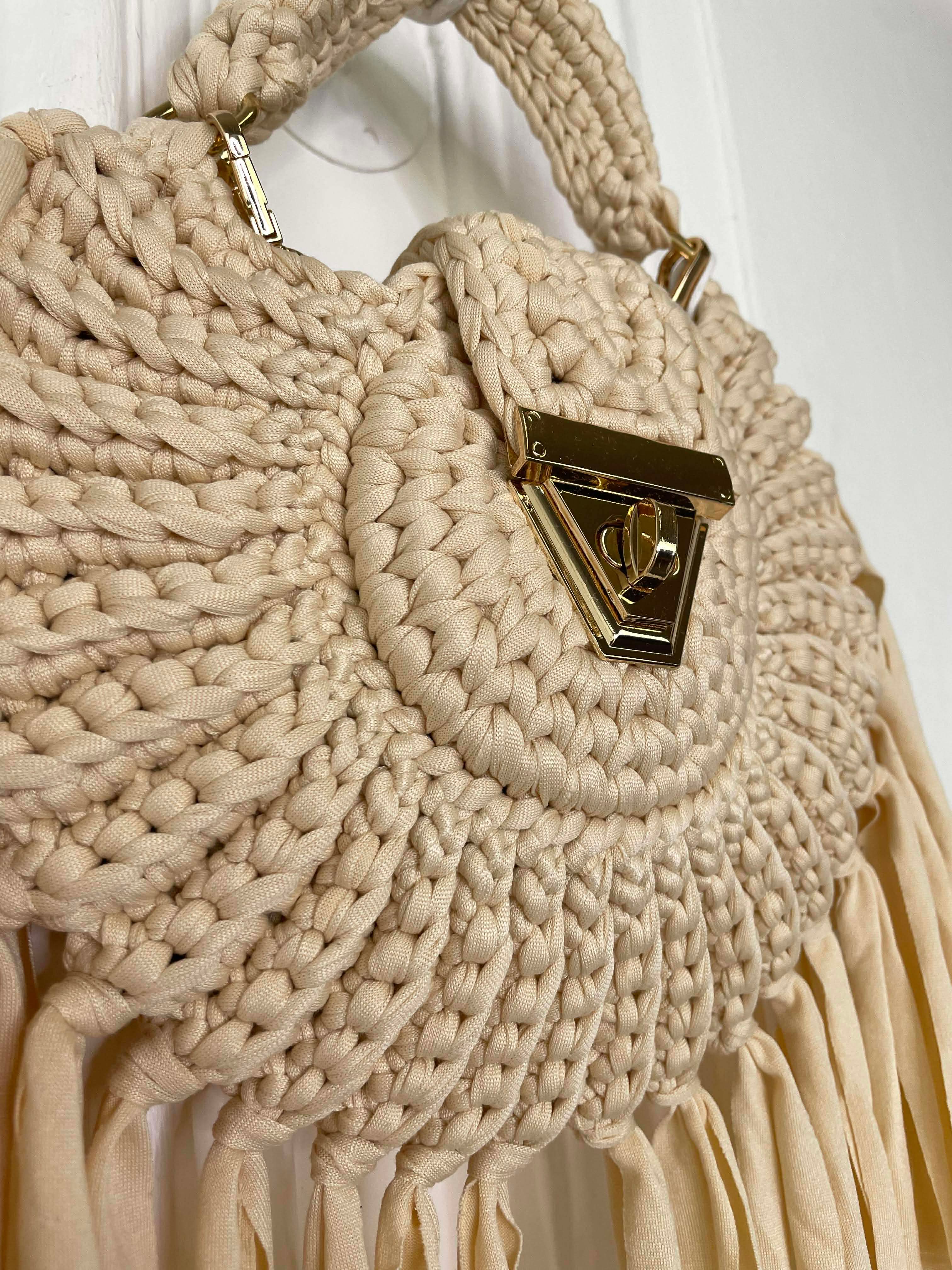 Braided Fringed Bag - Ecru