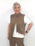 Malissa J Asymmetric Jersey Gilet - Coffee