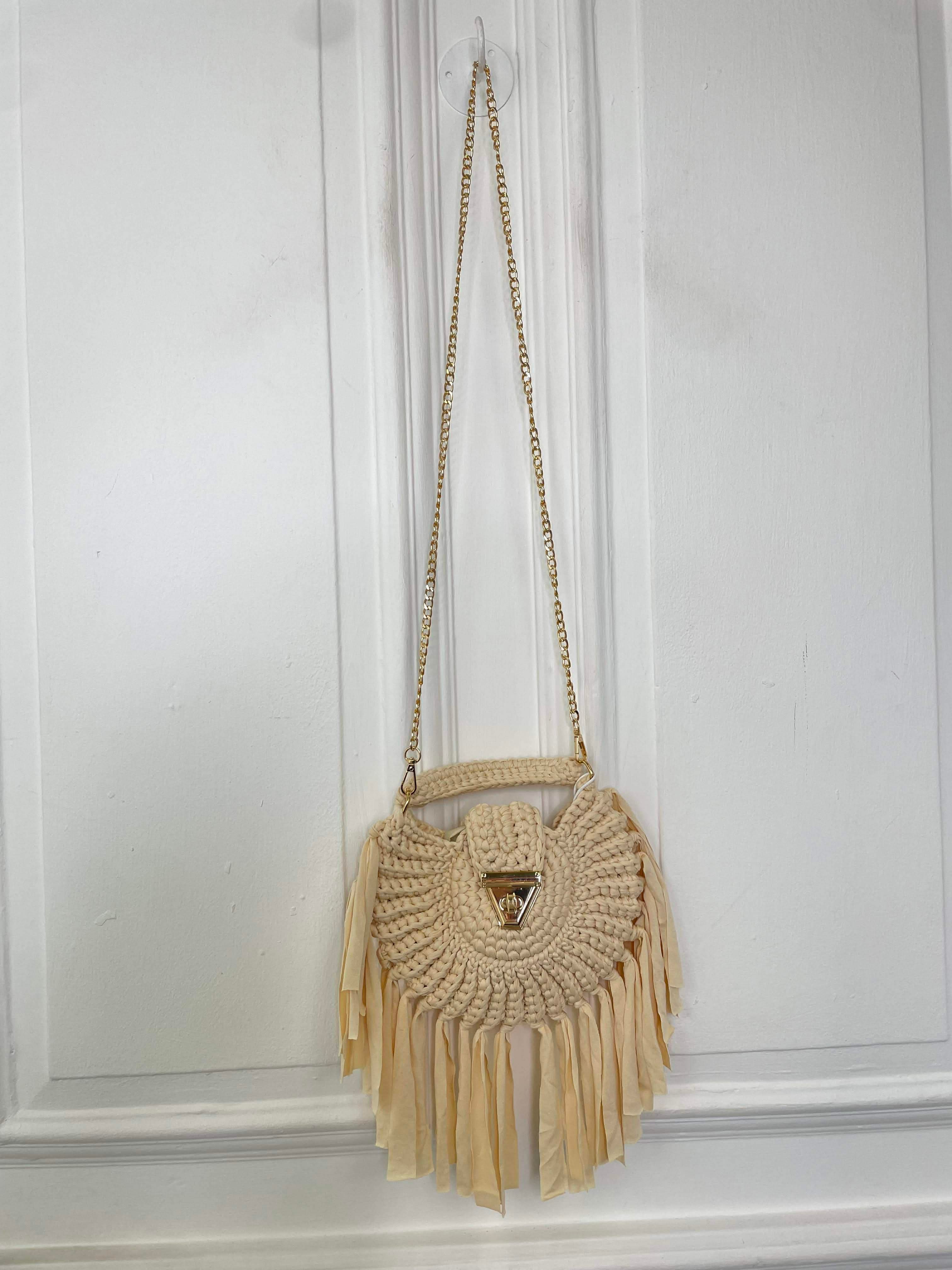 Braided Fringed Bag - Ecru