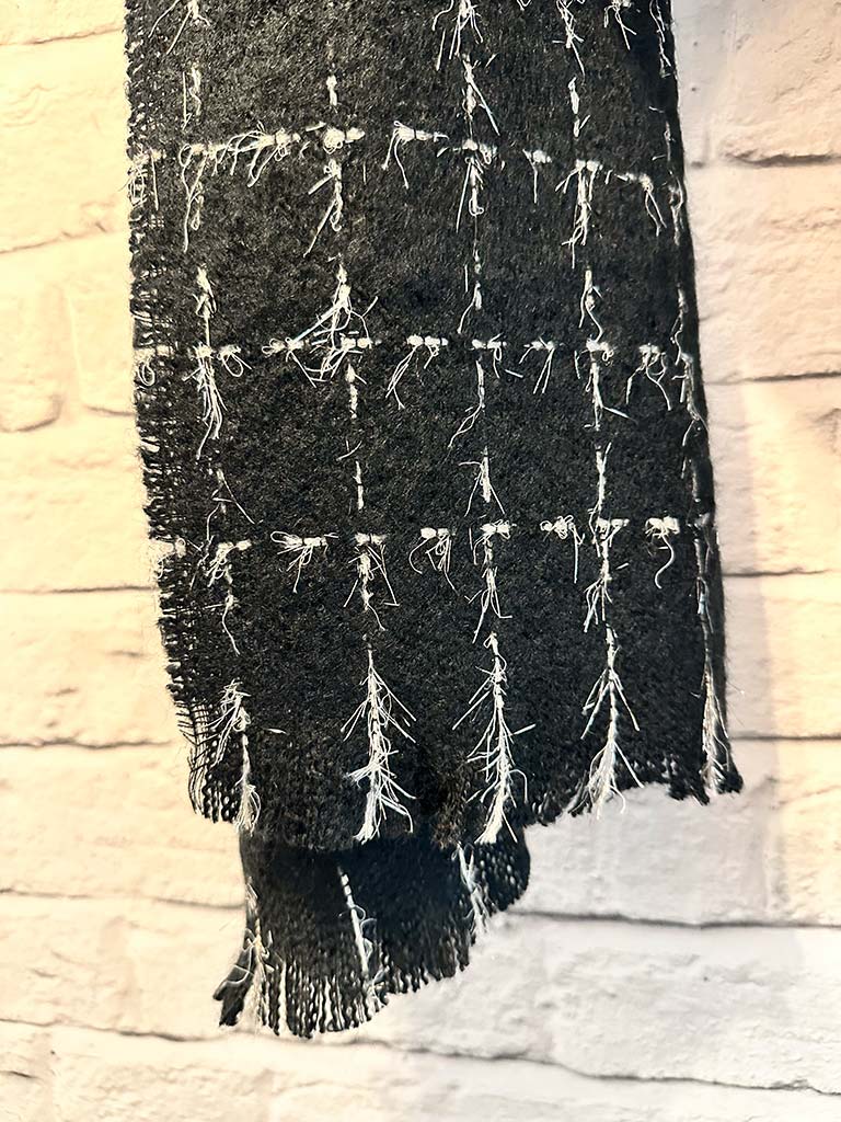 Malissa J Boucle Check Scarf - Black