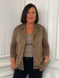 Malissa J Jersey Split Side Blazer - Coffee