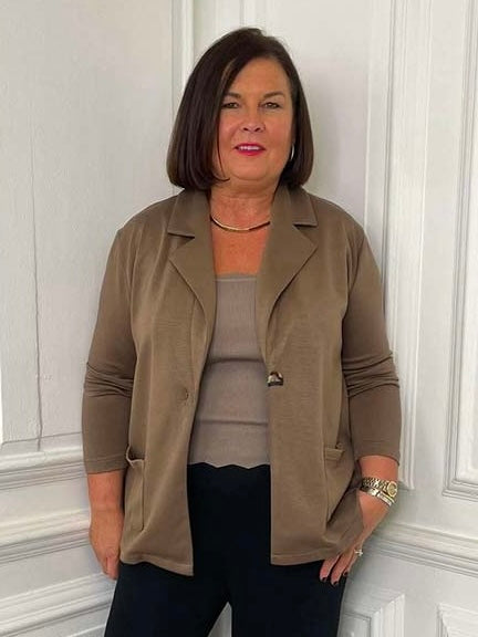 Malissa J Jersey Split Side Blazer - Coffee