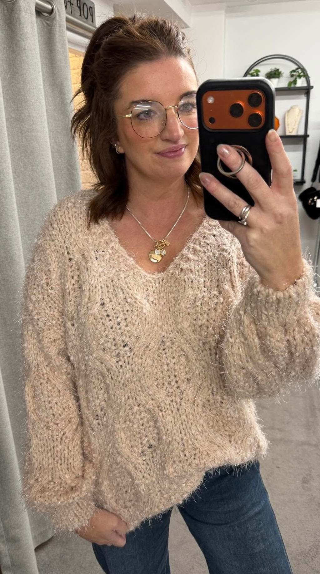 Malissa J Shaggy Shimmer Knit - Blush