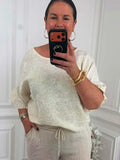 Linen Fiorita Stitch Top - Vanilla