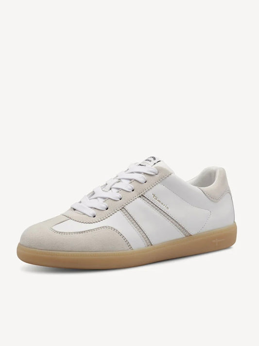 Tamaris Leather Trainers - Warm White