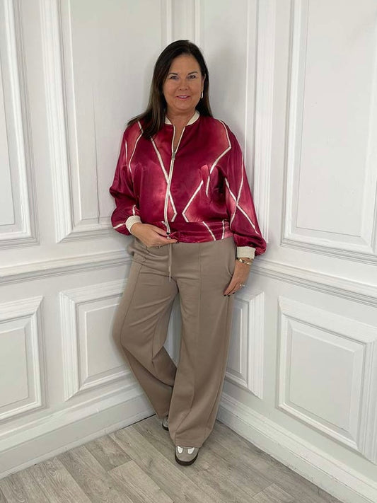 Harlequin Bomber Jacket - Ruby