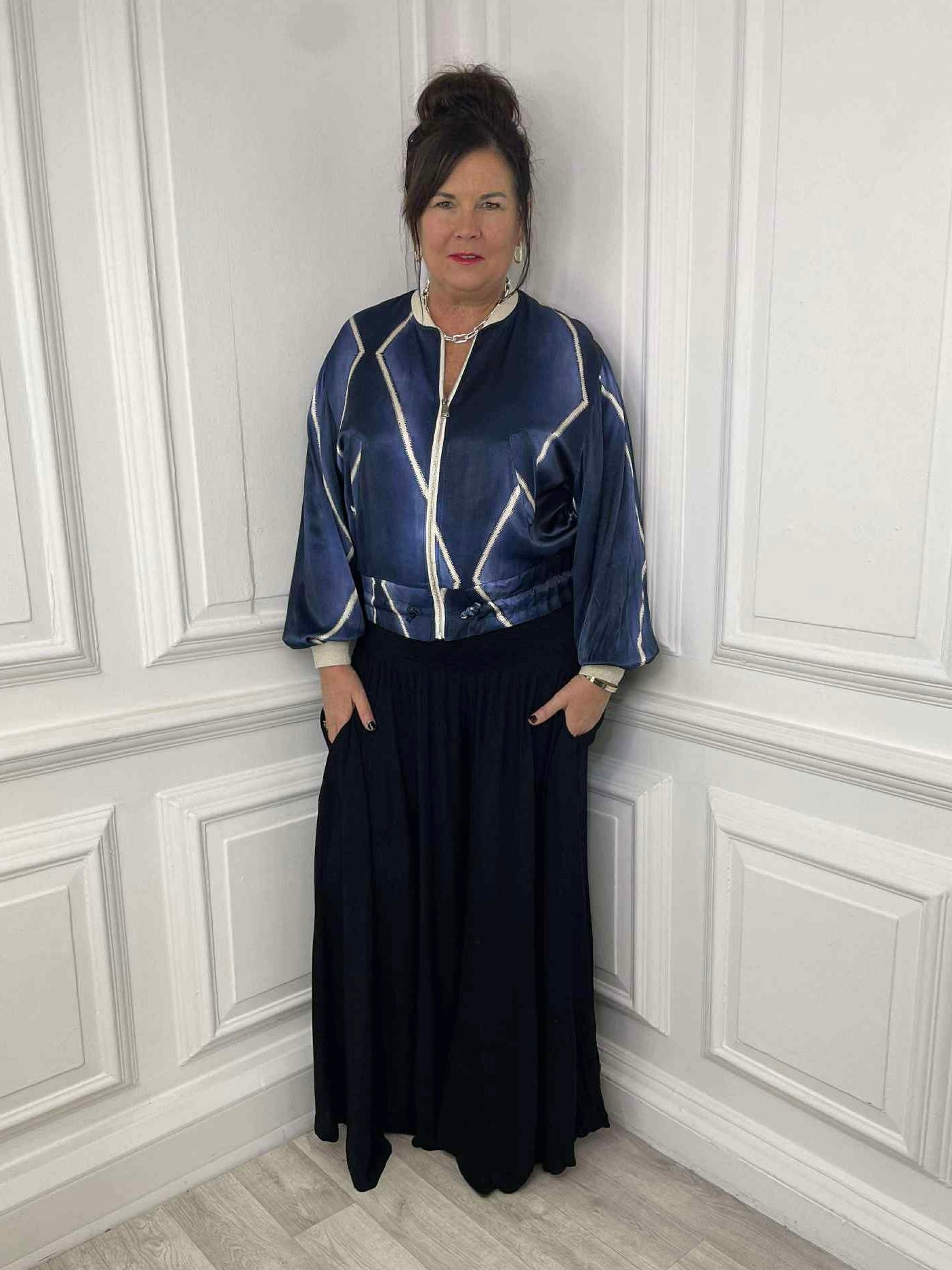 Harlequin Bomber Jacket - French Navy