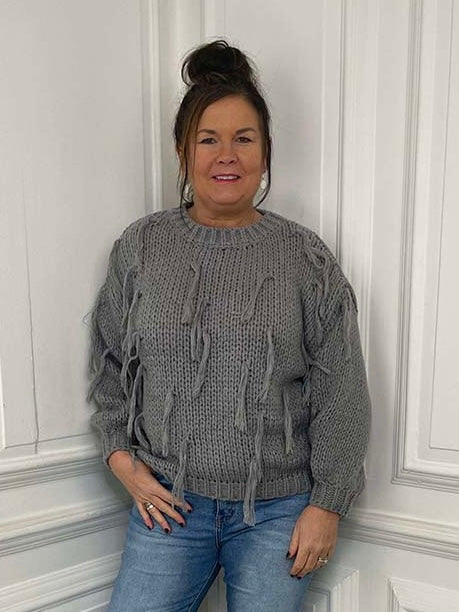 Chunky Tassel Knit - Pewter