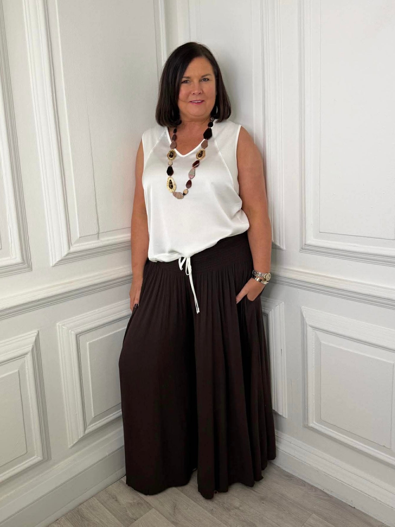 Wide Leg Palazzos - Chocolate