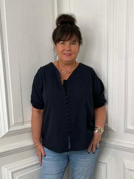 Button Front Cotton Top - Black