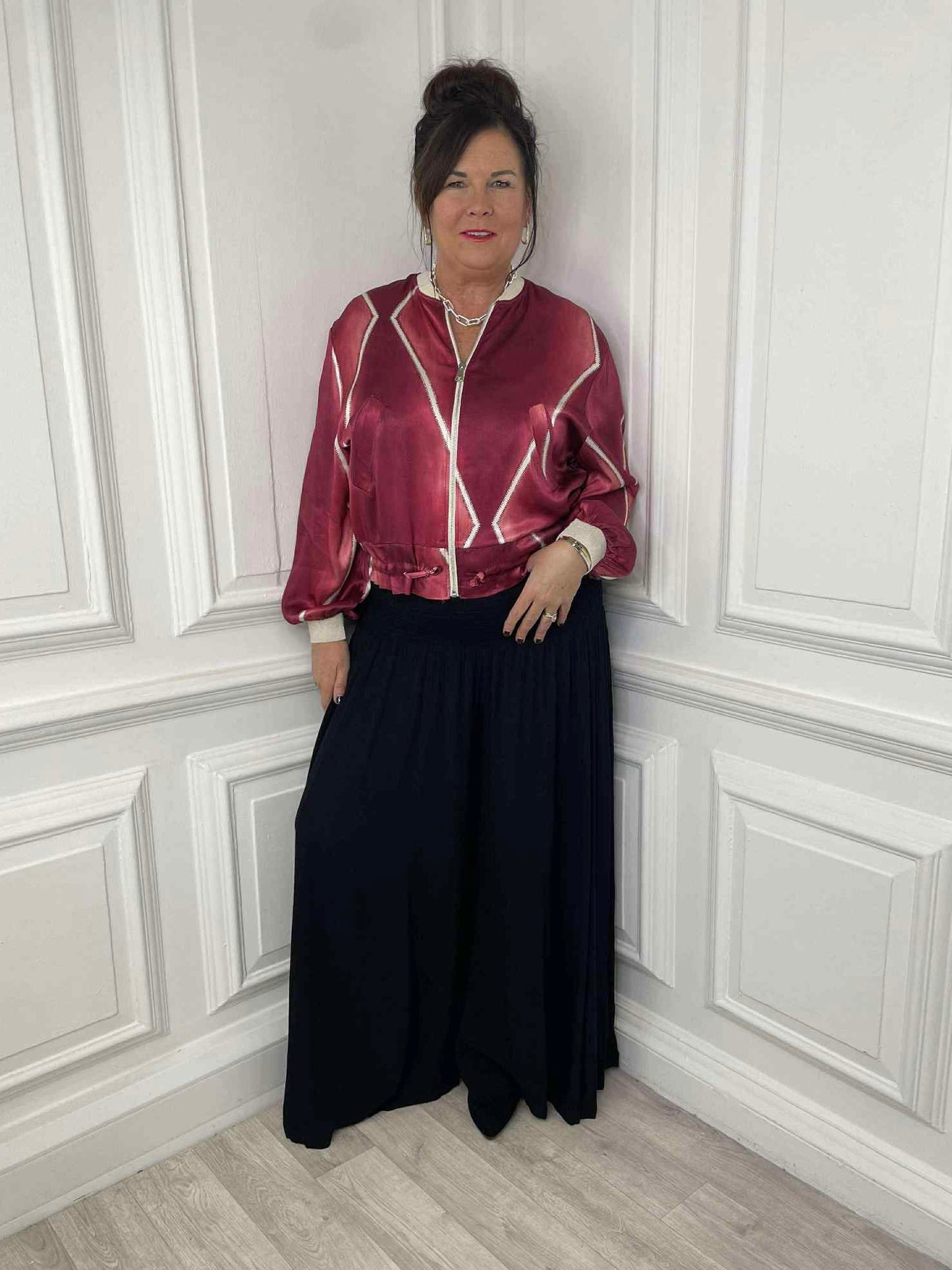 Harlequin Bomber Jacket - Ruby