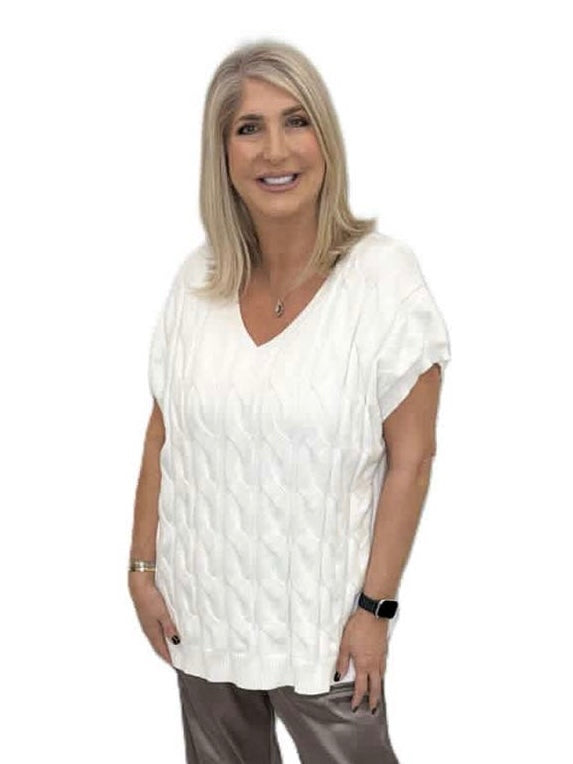 Malissa J Cable Tank Knit - Warm White