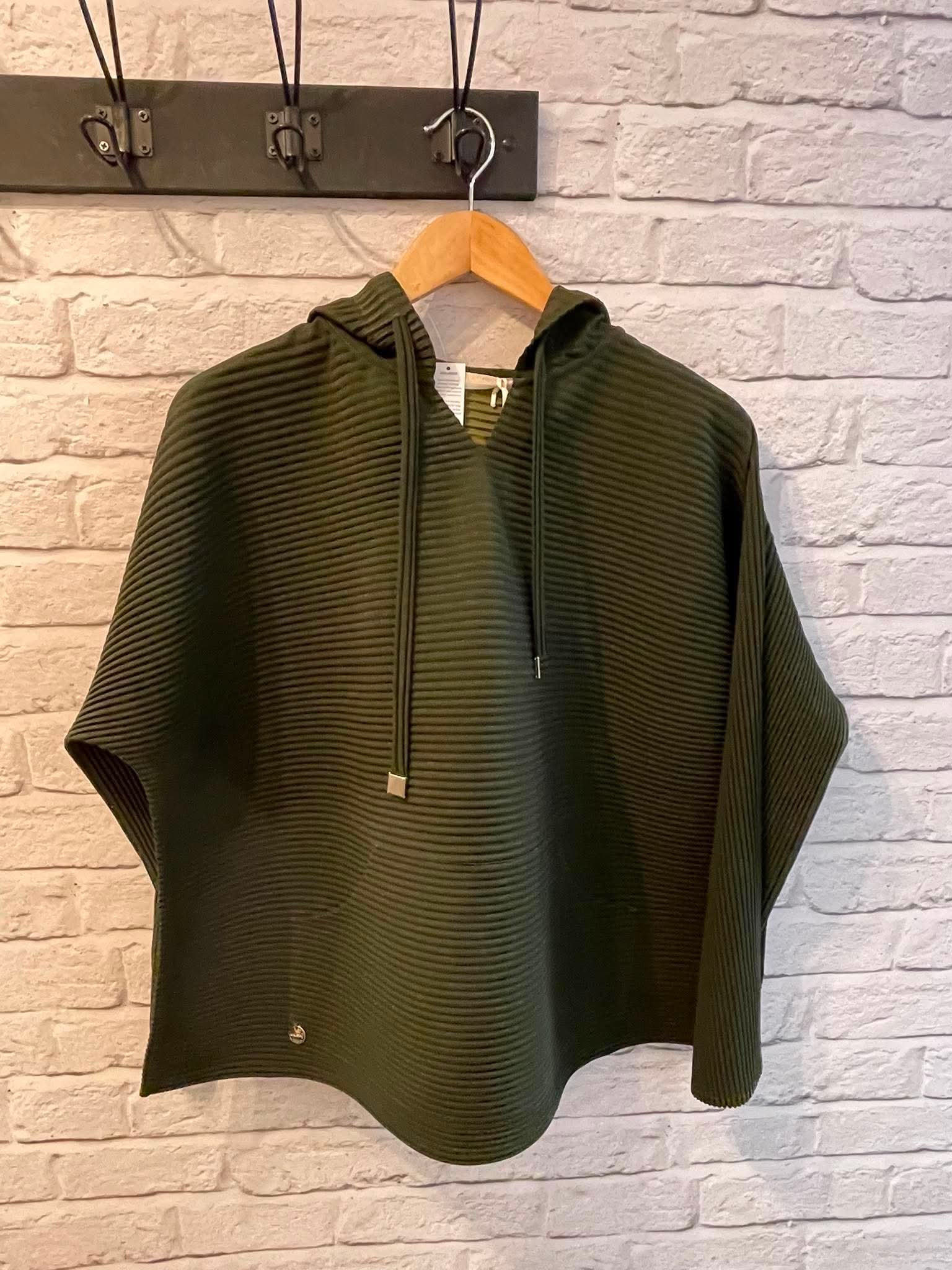 Malissa J Pleat Hoodie - Khaki