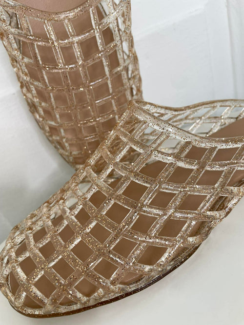 Lattice Jelly Mule Sandals