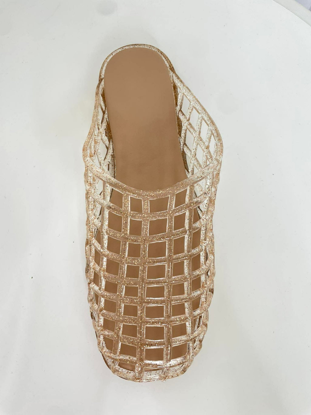 Lattice Jelly Mule Sandals