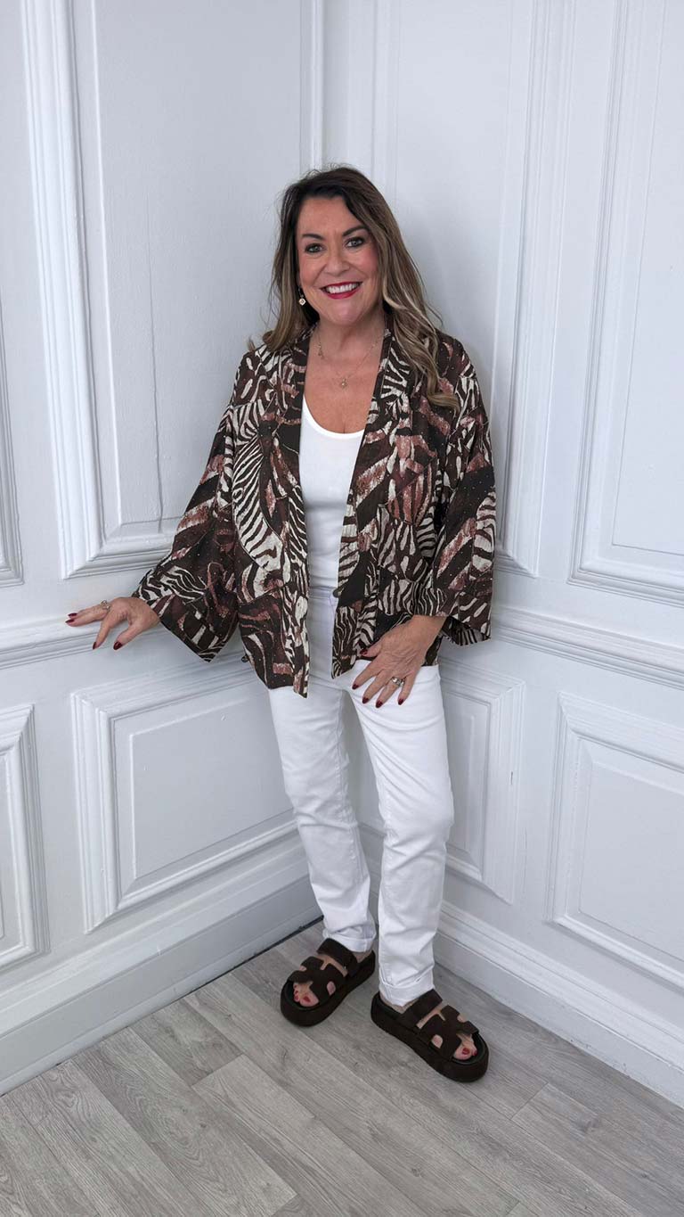 Malissa J Animal Print Short Kimono