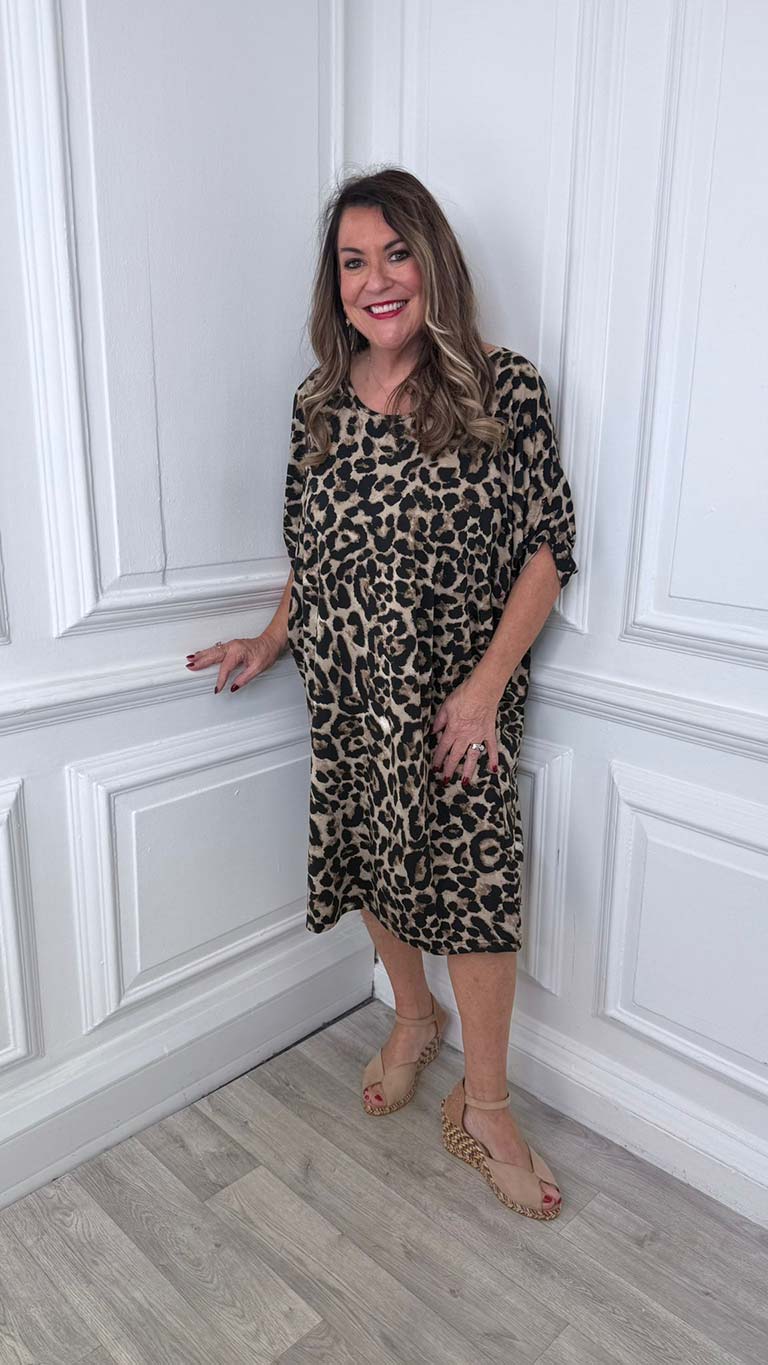 Malissa J T-Bar Jersey Dress - Leopard