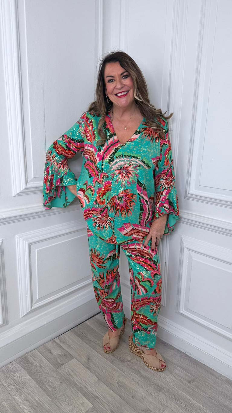 Malissa J Rio Flute Sleeve Top - Jade