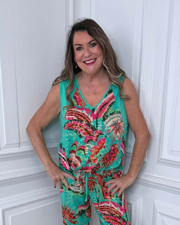 Malissa J Silk Feel Drawstring Vest - Jade Rio