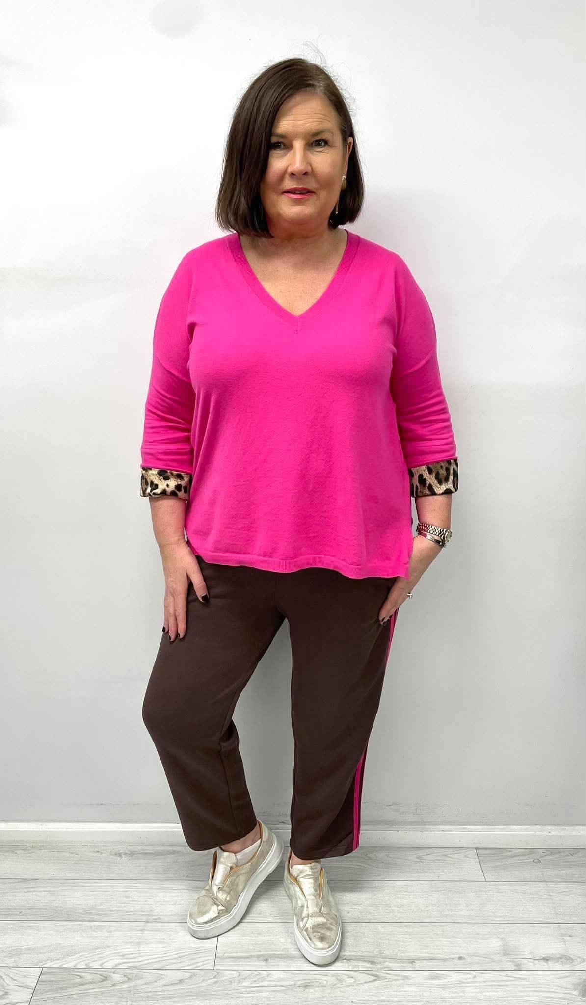 Malissa J Side Stripe Tapered Joggers - Chocolate