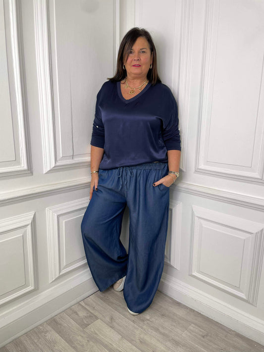 Chambray Denim Palazzos