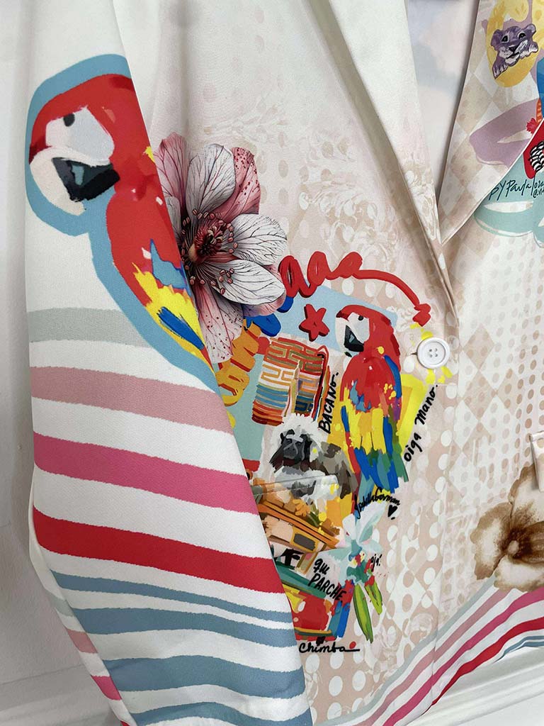 Frida Kahlo Print Blazer - White