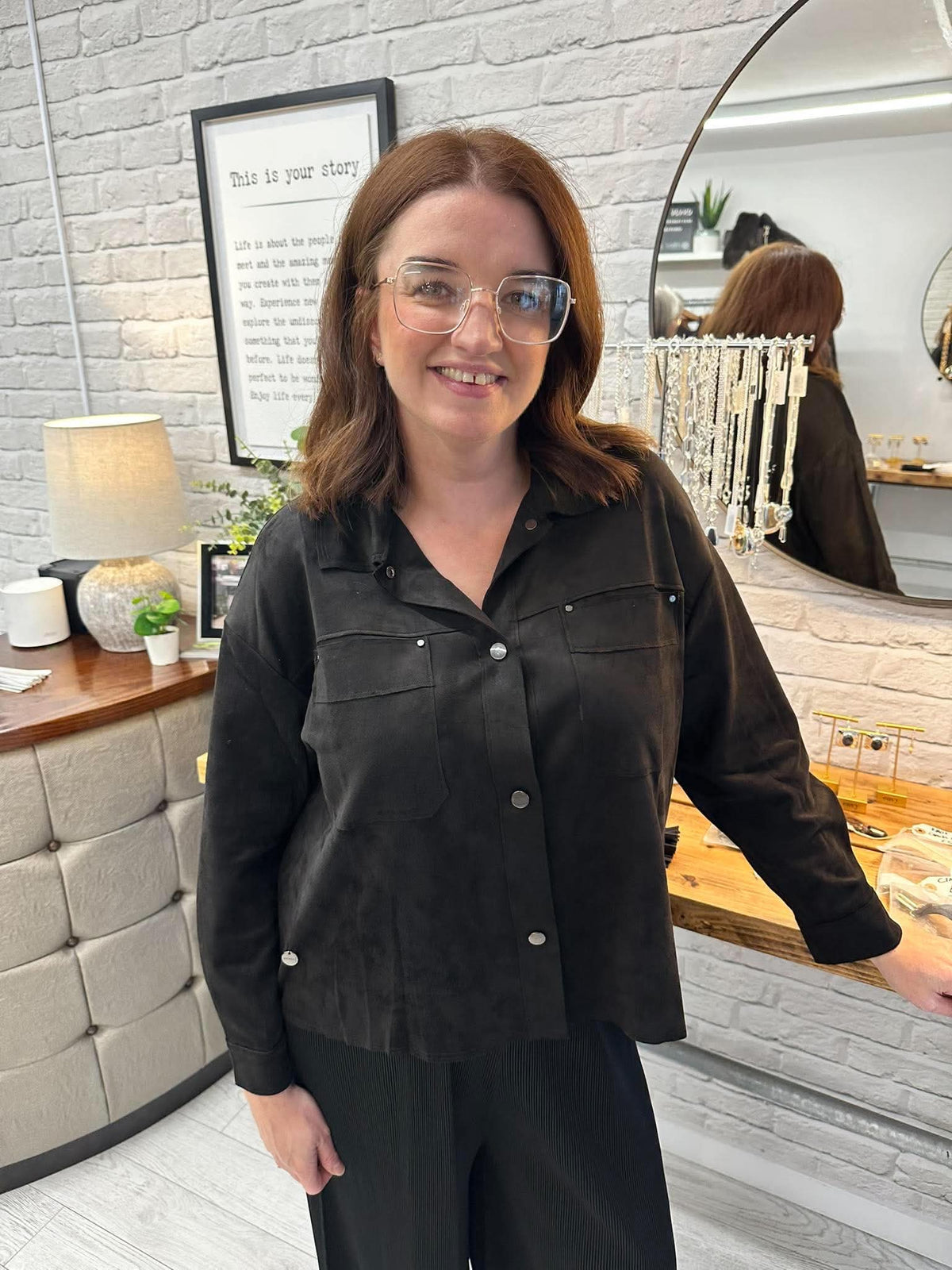 Malissa J Faux Suede Jacket - Black
